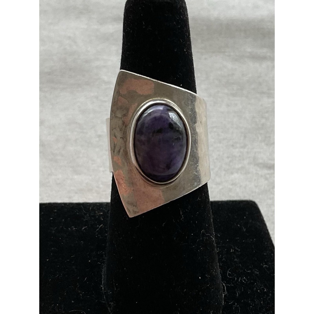 Dominique Dinouart  DDD sterling silver charoite ring Size 7 Modernist Vintage